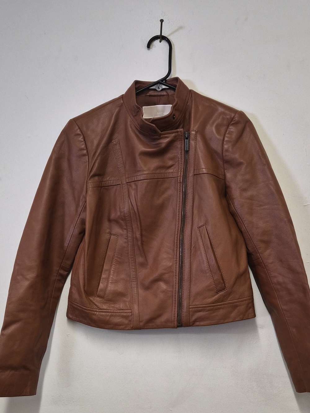 MICHAEL Michael Kors Chestnut Brown Leather Jacket Size S